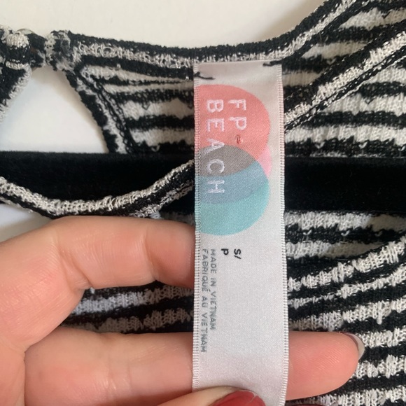 Free People FP Beach Black/White Striped Keyhole Skater Dress Size Small EUC - Picture 5 of 7